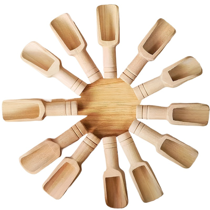 

12 Wooden Mini Spice Spoons - Multifunctional Small , Tea, Coffee Seasoning Spoons