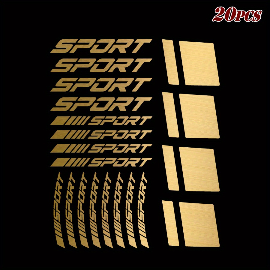 20pcs Reflective Vinyl Sticker Set For Car Rims, Featuring Mark Stripes And Racing Wheel Decals