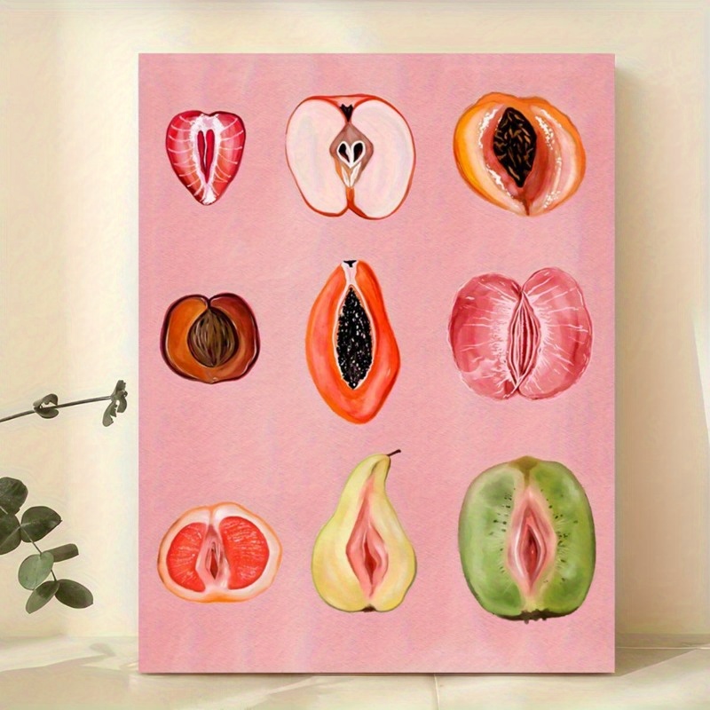 

1pc Canvas Fruit Slices - Universal Holiday Decorative Canvas Poster, No Electricity Needed, Hanging Method, Ideal For Home, Dorm, Cafe, Living Room, Bedroom Decor