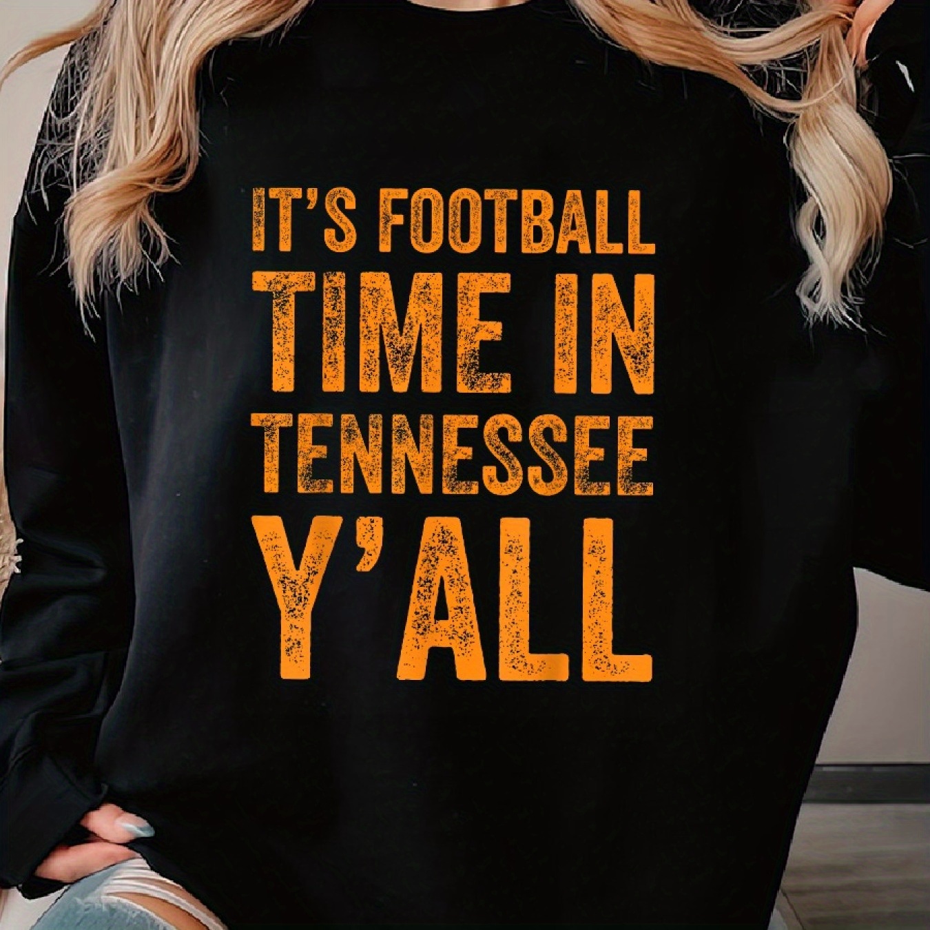 

Tennessee Football It_s Football Tennessee Vol Woman's Cozy Pullover Sweater, Casual Long Sleeve Crew Neck Sweater For Sports