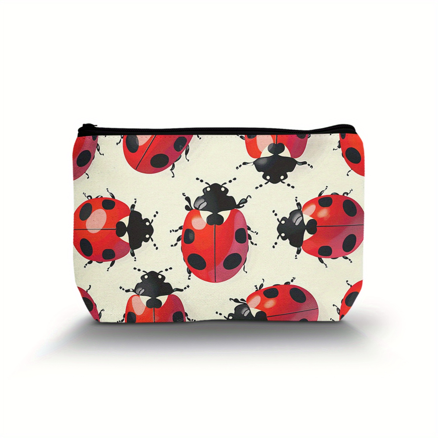 

Polyester Cosmetic Bag With Ladybug Print – Versatile Travel Makeup Pouch With Zipper, Casual Style, Hand Washable – Ideal Gift For Bridesmaids, Teachers, And Friends