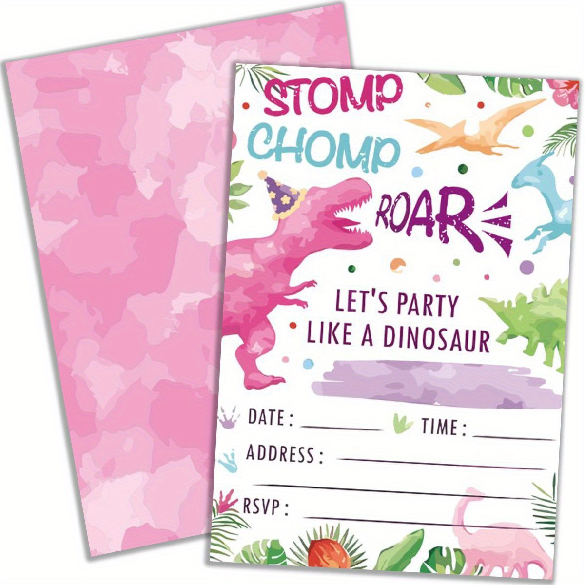 

20pcs Cartoon Dinosaur Birthday Party Invitations With Envelopes - Paper, No Electricity Needed, For Boys & Girls, Perfect For , Christmas, Thanksgiving, Weddings - Fun Roar Theme