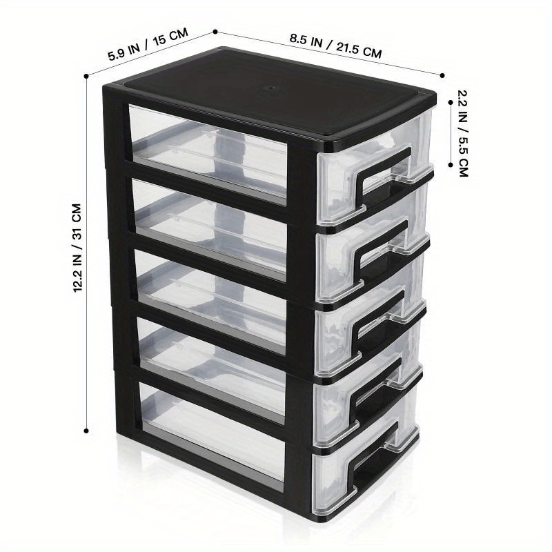 multifunctional five layer storage cabinet drawer type portable storage box storage box   rack black and transparent