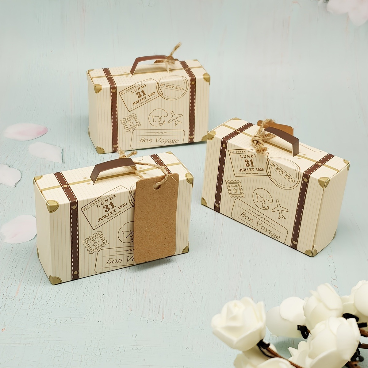 

5pcs Mini Suitcase Gift Boxes - Ideal For Weddings, Birthdays & Holidays | Party Favors & Decorations