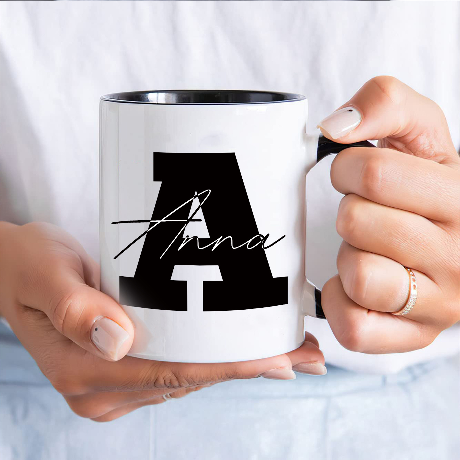 mugs for women with and initial - 11oz custom ceramic cup - 9 colors - initial  mug - gifts, gift for grandma - bridesmaid mug - navy blue/sports cup/sports  cup | Shop Trends | Temu