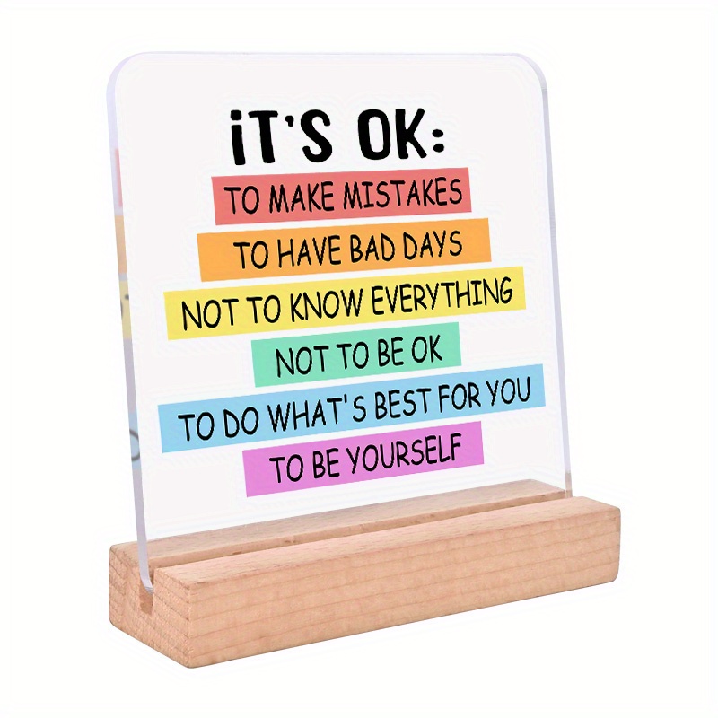 

Ok" Acrylic Desk Sign - Inspirational Motivational Quote Plaque For Home Office, Study Room Decor - No Power Needed, Featherless, Material - Ideal Gift For Teens 14+, Birthday, Wedding, Graduation