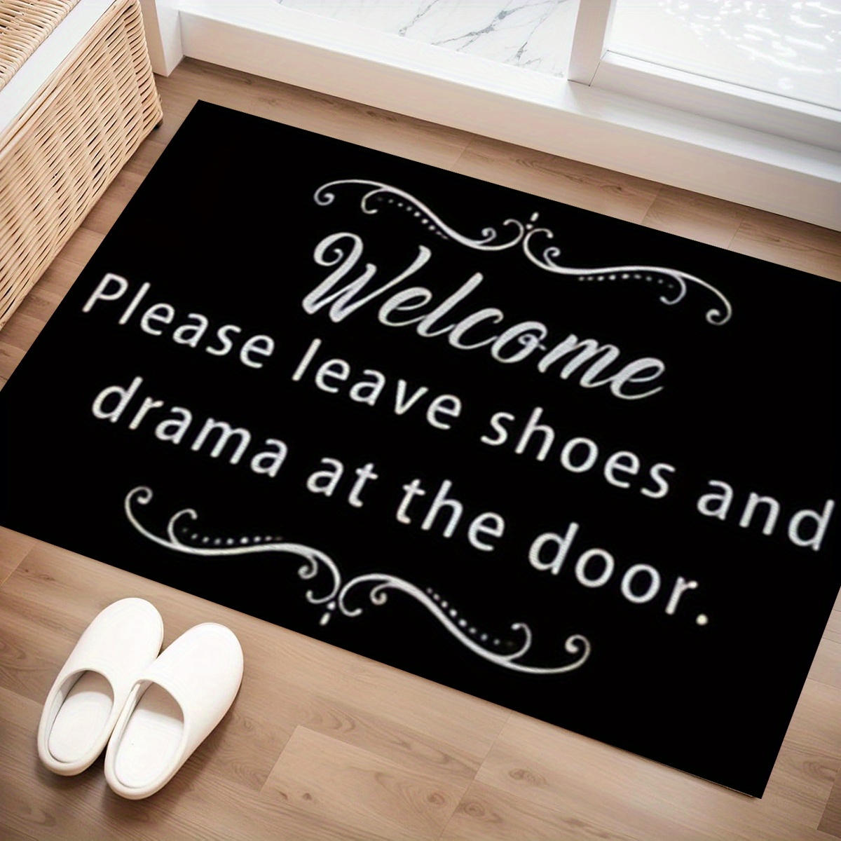 

1pc Welcome Letter Pattern Door Mat, Kitchen Mat, Dust Carpet, Entrance Mat, Bedroom, Living Room, Garden, Bathroom Floor Mat, Decoration Rug, Mat