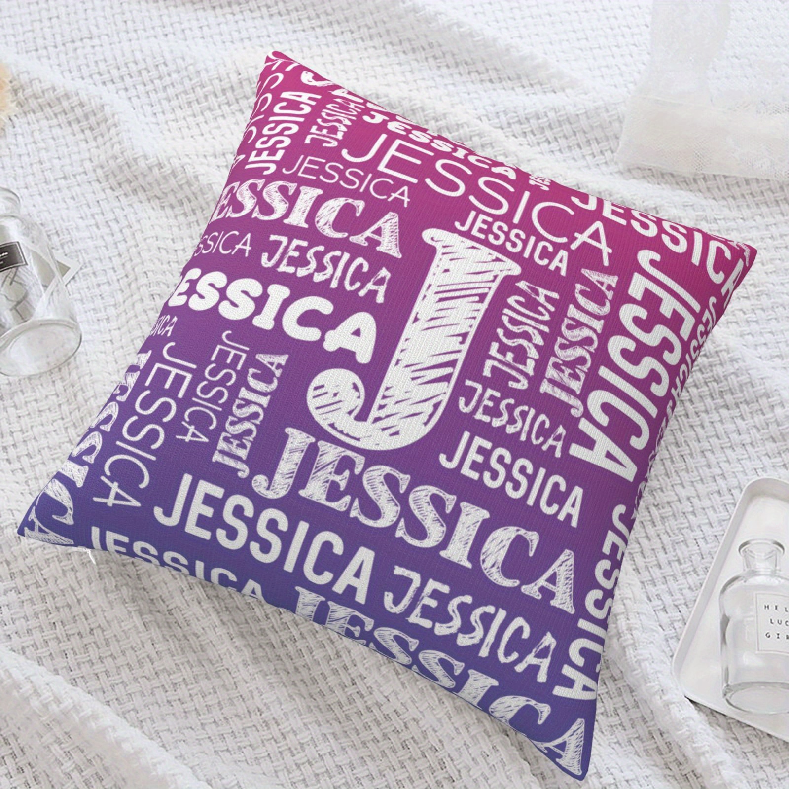 

Custom Name Plush Pillowcase 18"x18" - Personalized Lumbar Support Cover, & Couch, Ideal Couple's Gift