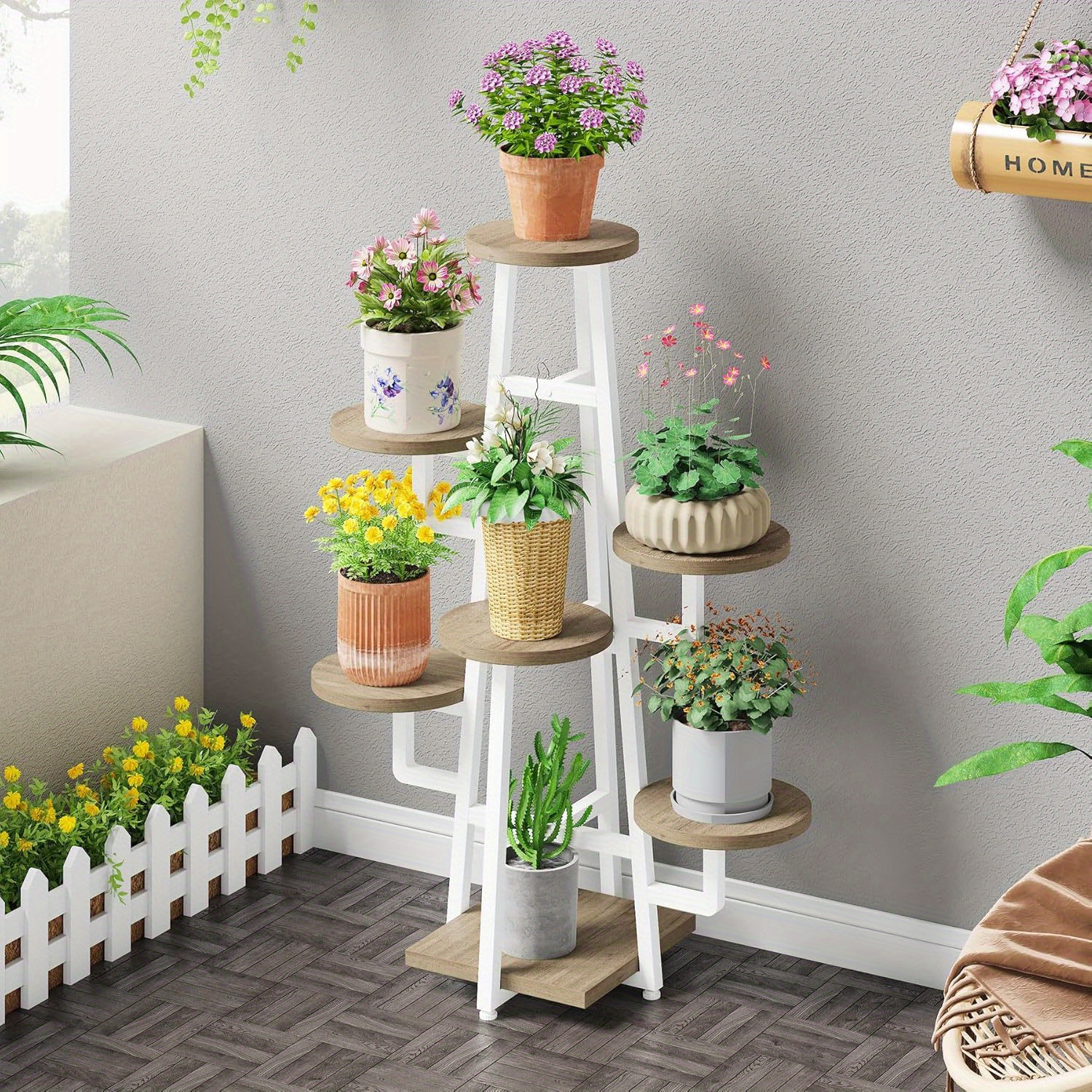 

7 Tier Plant Stand Indoor, Tall Plant Shelf For Multiple Plants, Wooden Corner Plant Pots Holder Rack Flower Stand Shelf Planter Organizer For Living Room , Christmas Renewal