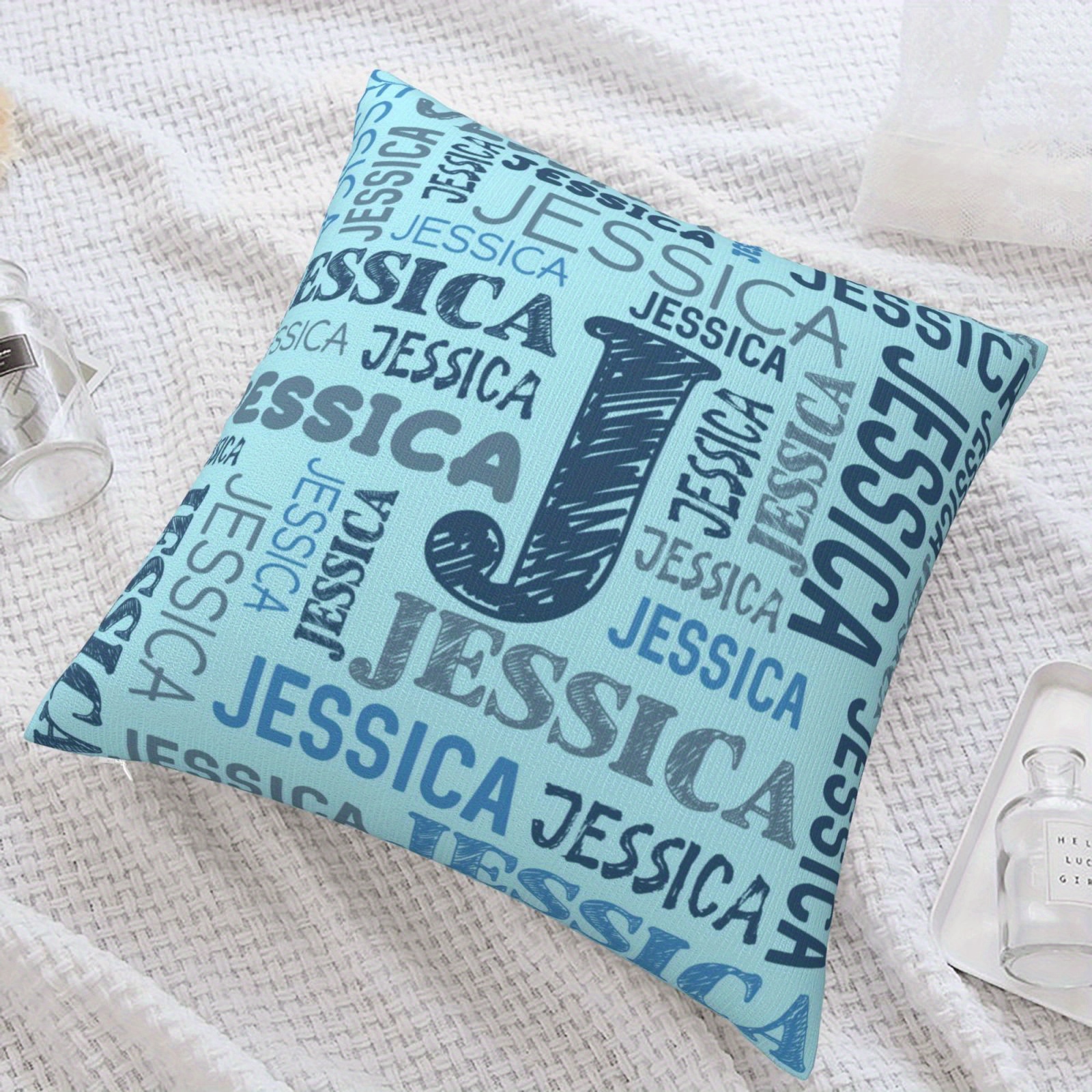 

Custom Name Plush Pillowcase 18"x18" - Personalized Lumbar Support Cover, & Couch, Ideal Couple's Gift