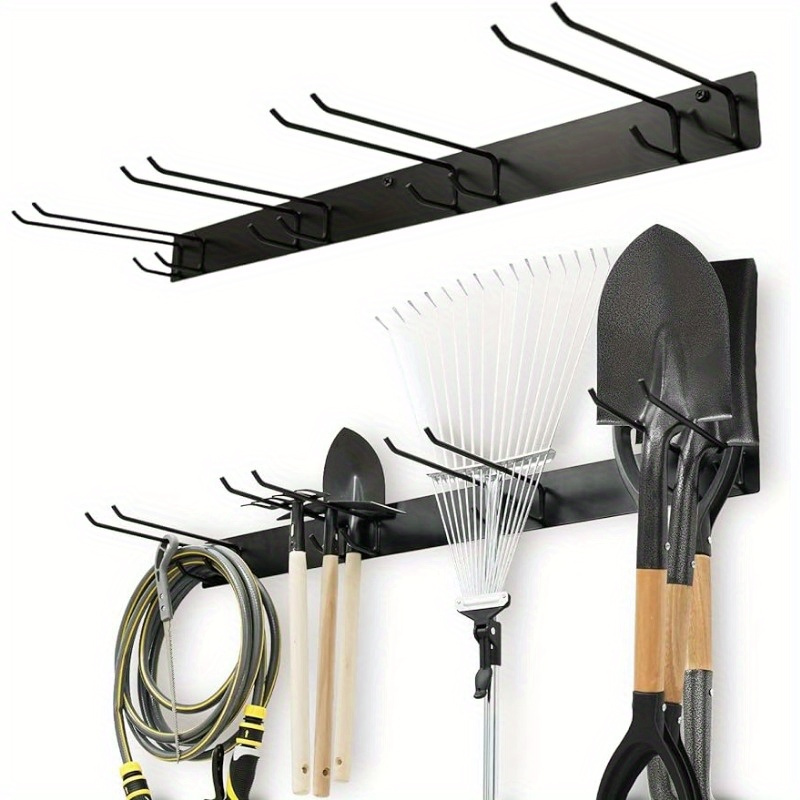 

Space-saving Heavy-duty Metal Tool Organizer - Wall Mount Rack For Shovels, Rakes & Garden Tools - Garage Storage Solution