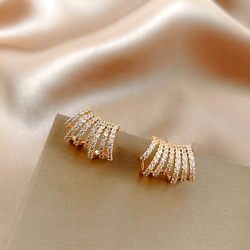 

Sparkling Claw Design Earrings Copper Jewelry Filled With Sparkling Zirconia Elegant Luxury Style Women's Daily Party Earrings