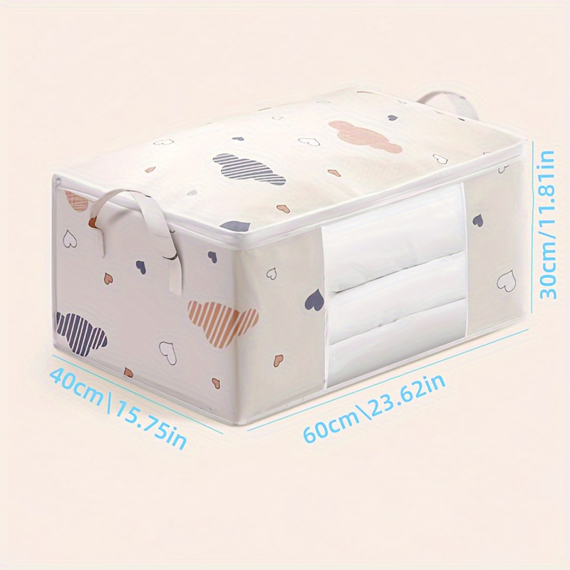 1шт. сумка для хранения одеял милый мультяшный облако, сумка с застежкой-молнией, прозрачное окно, складная, для хранения королевского одеяла, одеяло, постельное белье, одеяло, пуховое одеяло, экономия места, зимняя одежда, хранение, рождественские подарки, детали 8