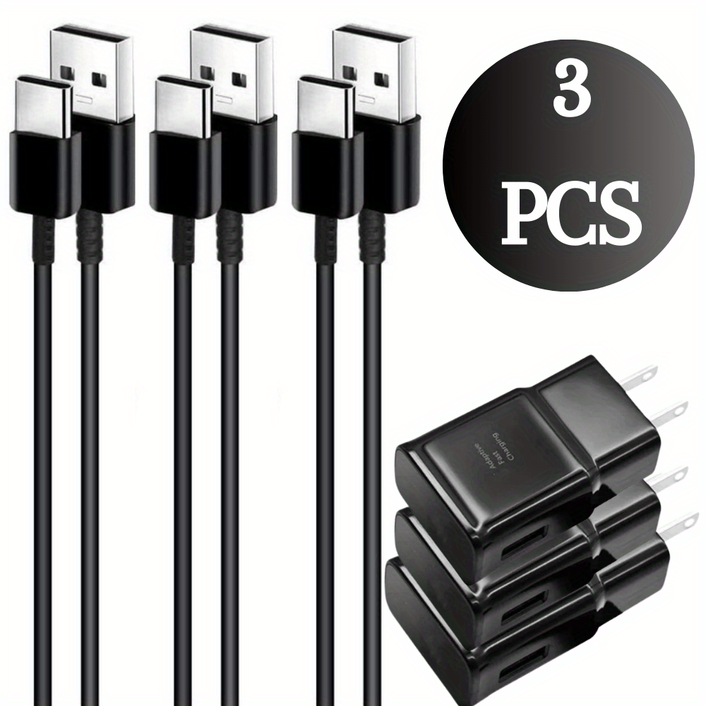 

3 Pcs Galaxy S21 S20 A51 A14 A13 5g A12 18w Fast Charger 3ft Usb-c Cable