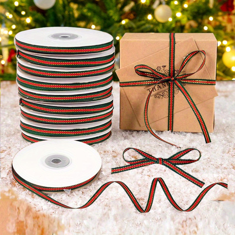 

Vintage Style Christmas Ribbon - 25 Yards 5mm 100% Polyester Striped Ribbon For Holiday Gift Wrapping, Christmas Tree Decoration, Wedding & Party Diy Crafts - No Battery Or Electricity Needed