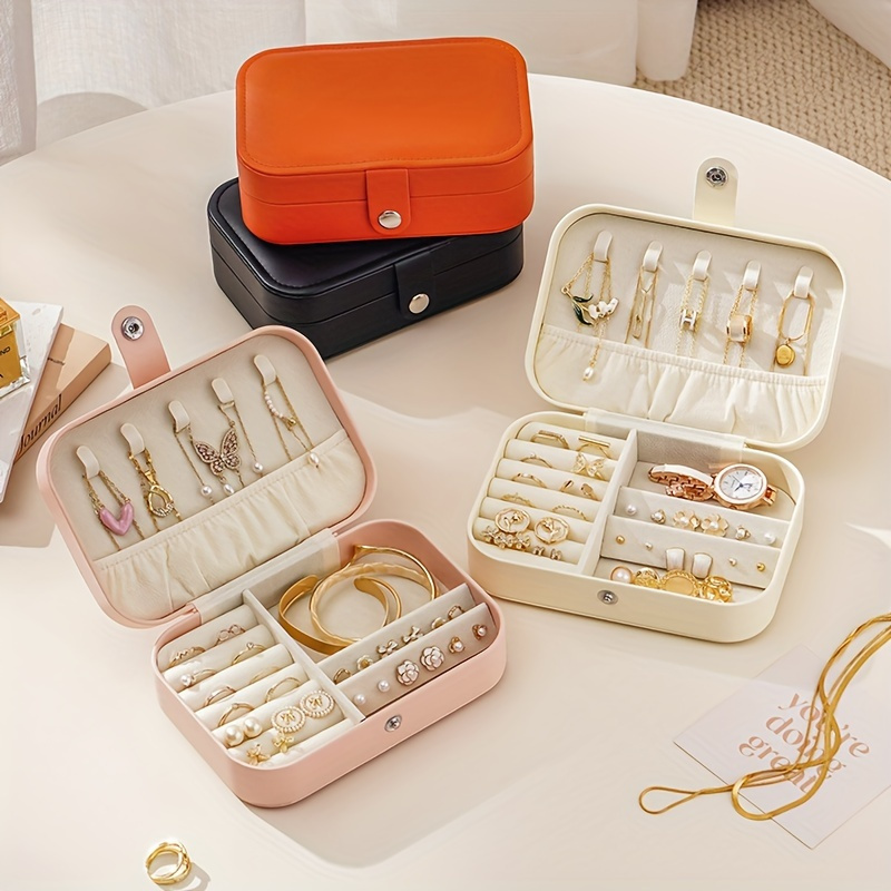 

1pc Jewelry Organizer Box, Portable , Lined, & Removable Display, For Necklaces, , , Day , Jewelry Boxes