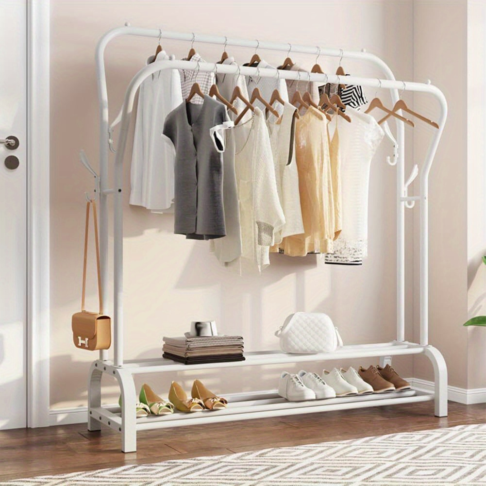 TEMU Appendiabiti 3In1 con Grucce, Espositore per Indumenti, Scaffale Portaoggetti