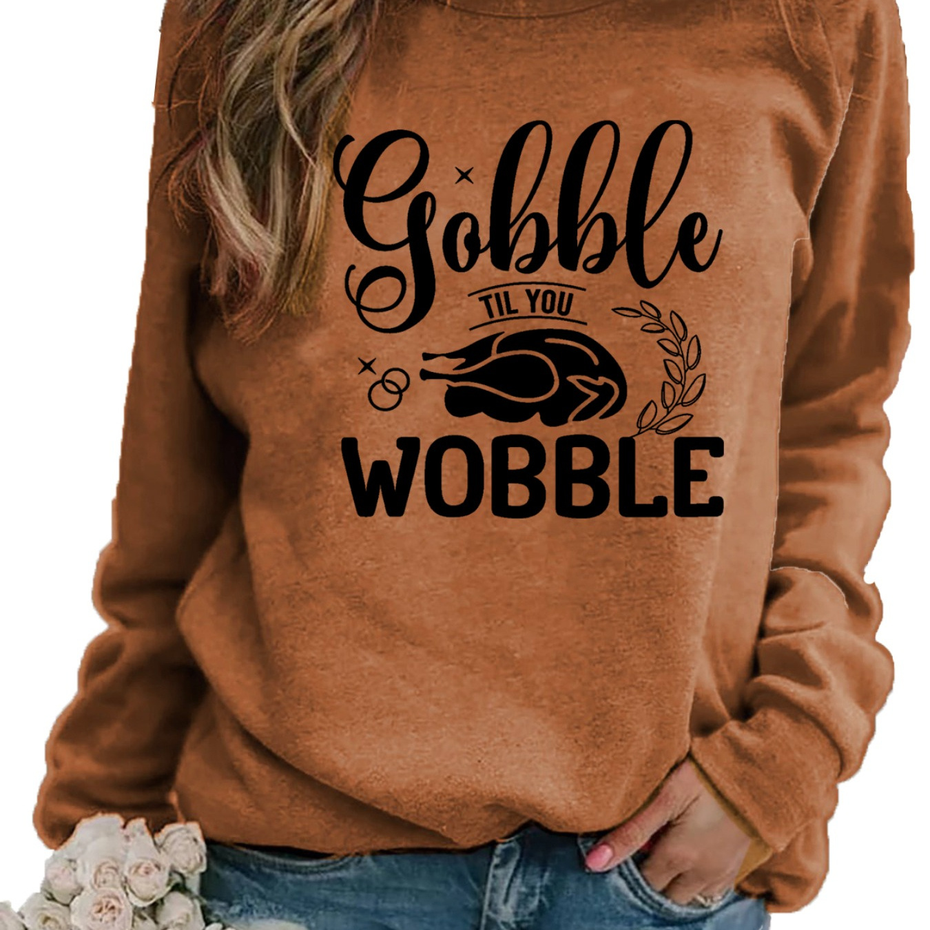 

Thanksgiving Day And Graphic Print Sweatshirt, Crew Neck Casual Sweatshirt For Fall & Spring, Women's Clothing