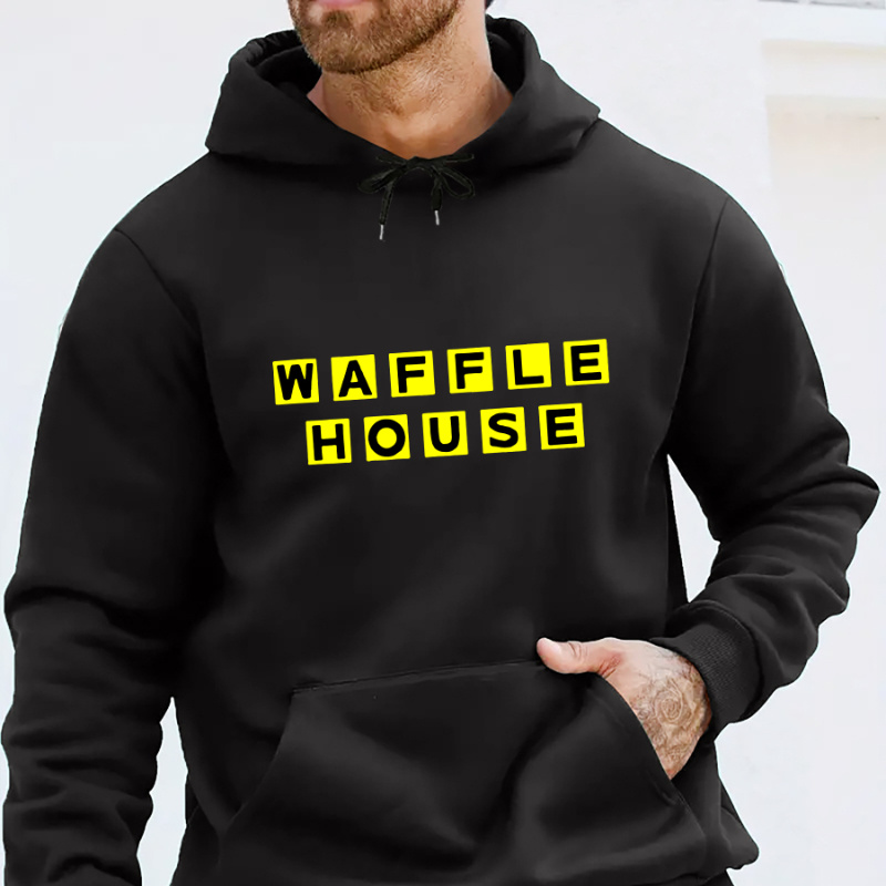 

Print Hoodie Sweatshirt For Men - Casual Polyester Hoodie With Hood, Knit Fabric, Regular Fit, And Lettering Design