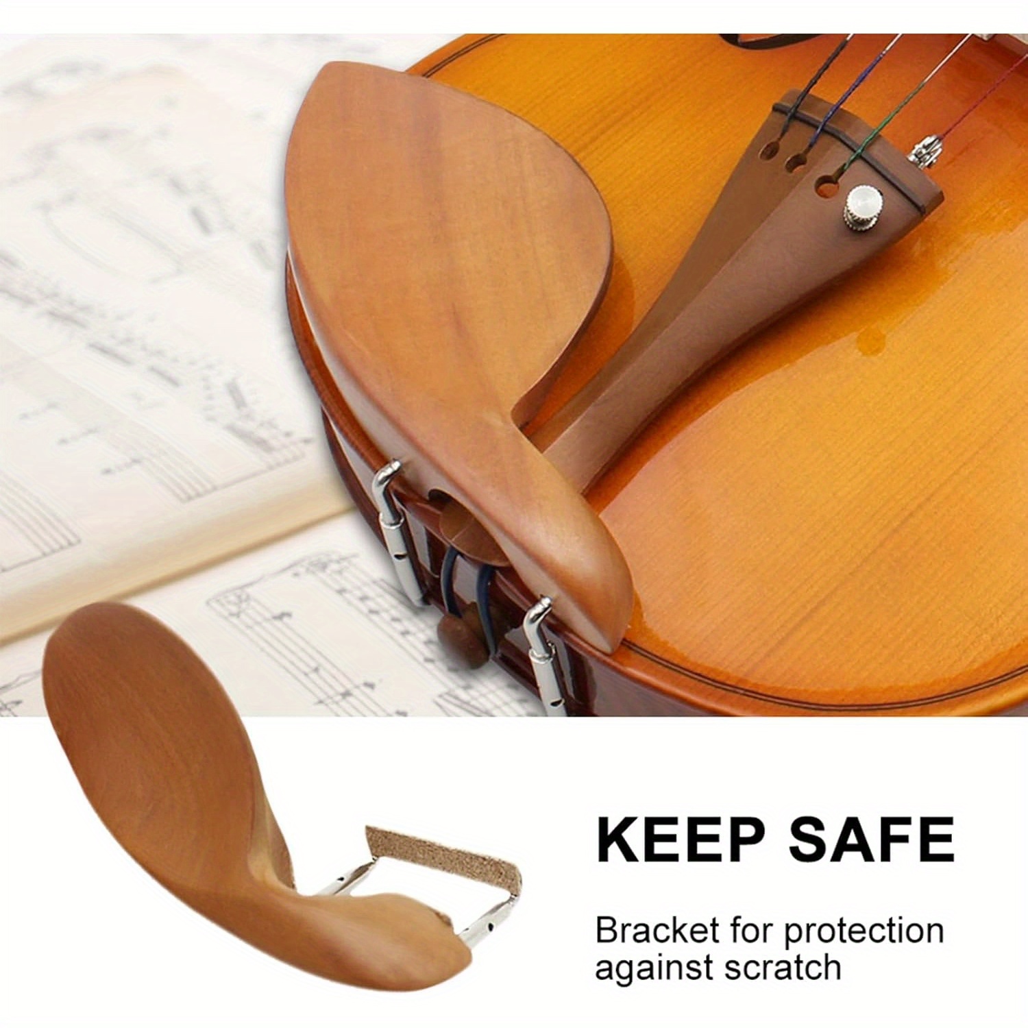 Violin Chin Rest, Wooden Violin Chin Rest Bracket With Cork For 3/4 4/4