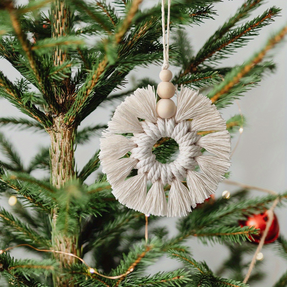 

Cotton Rope Woven Christmas Ornament - Style Pendant Skirt Hanging Decoration For Christmas Tree, No Electricity Needed, Easy Hanging Method