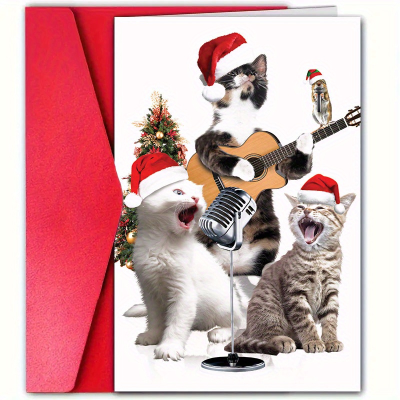 

Christmas Greeting Envelope - For & , Cat And , Humorous Wishes, 4.7"x7" Size, For , , And Pet