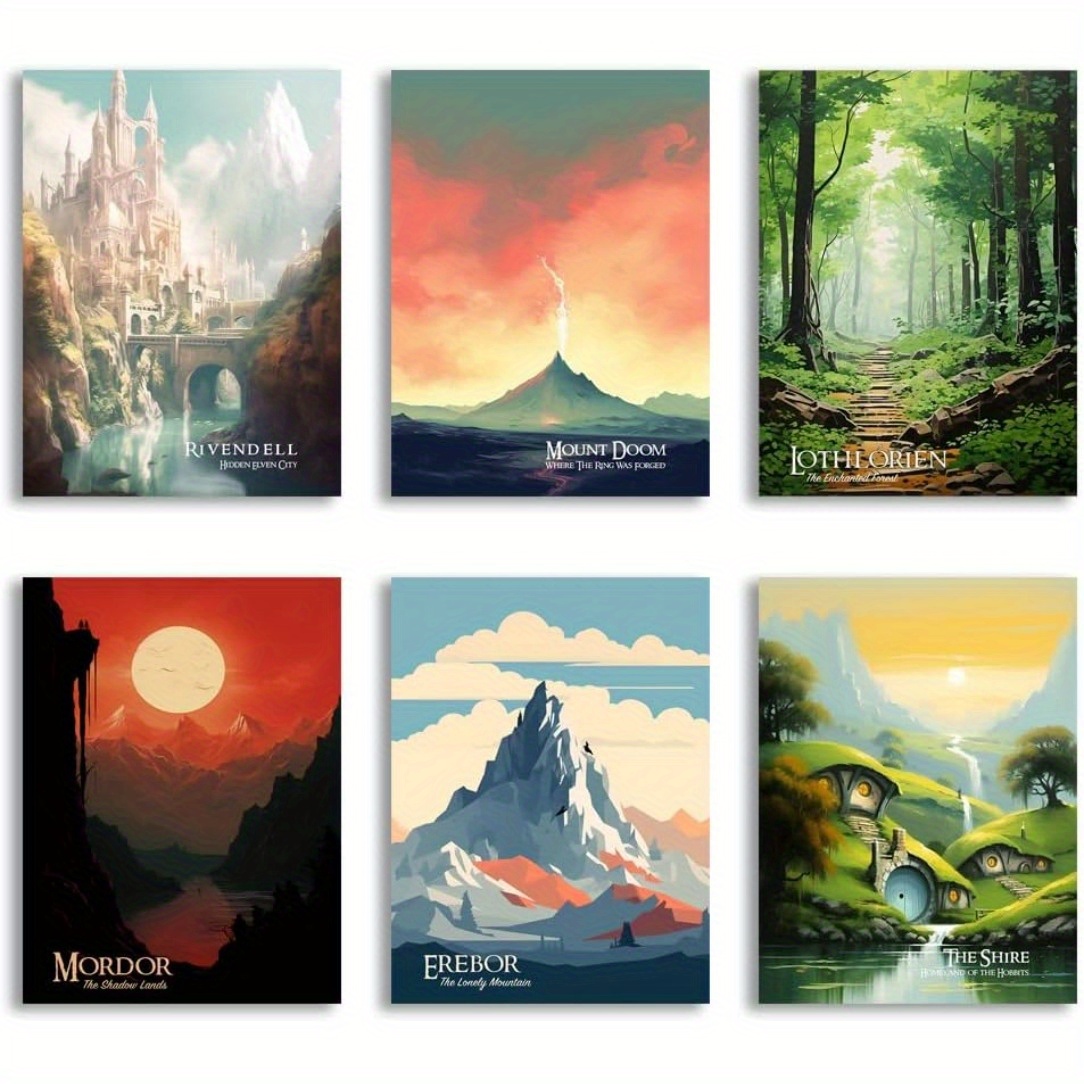 

6-piece Landscape Poster Set: , , , , , The - 8x10inch, High-quality Cardstock, Movie Fans And Room Decor