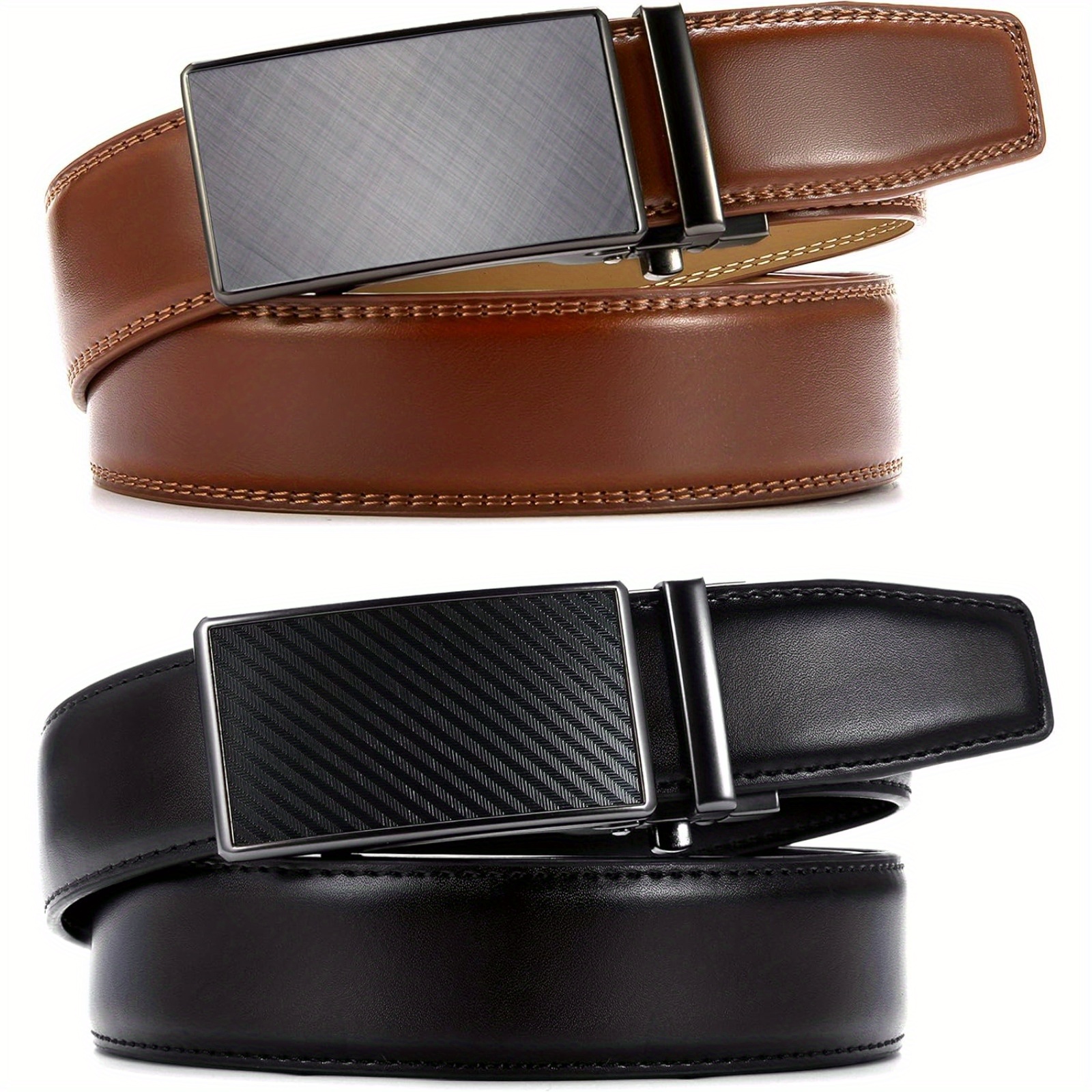 

Chaoren Leather Ratchet Belt Men 2 Pack - Customizable Fit, (35mm)