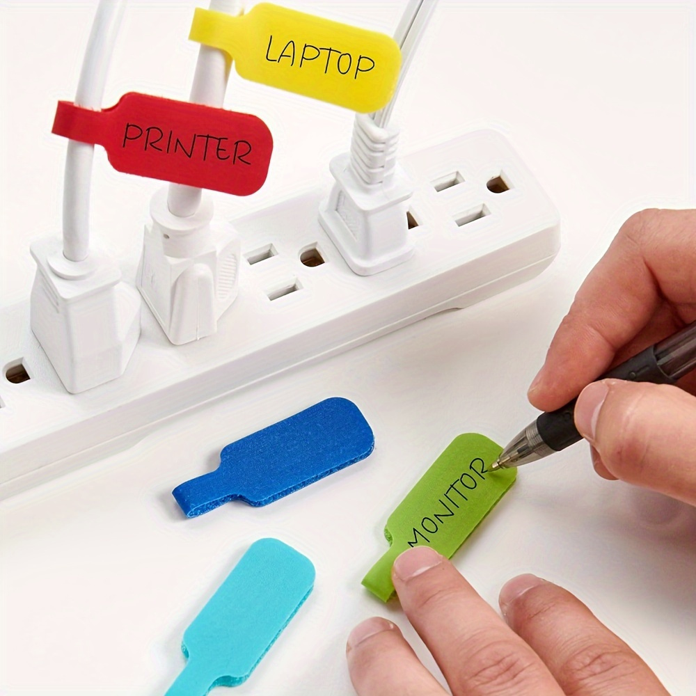 32pcs MultiColor Cable Ties with Write-On Feature - Durable Cord Labels for Organization & Identification, No Battery Required