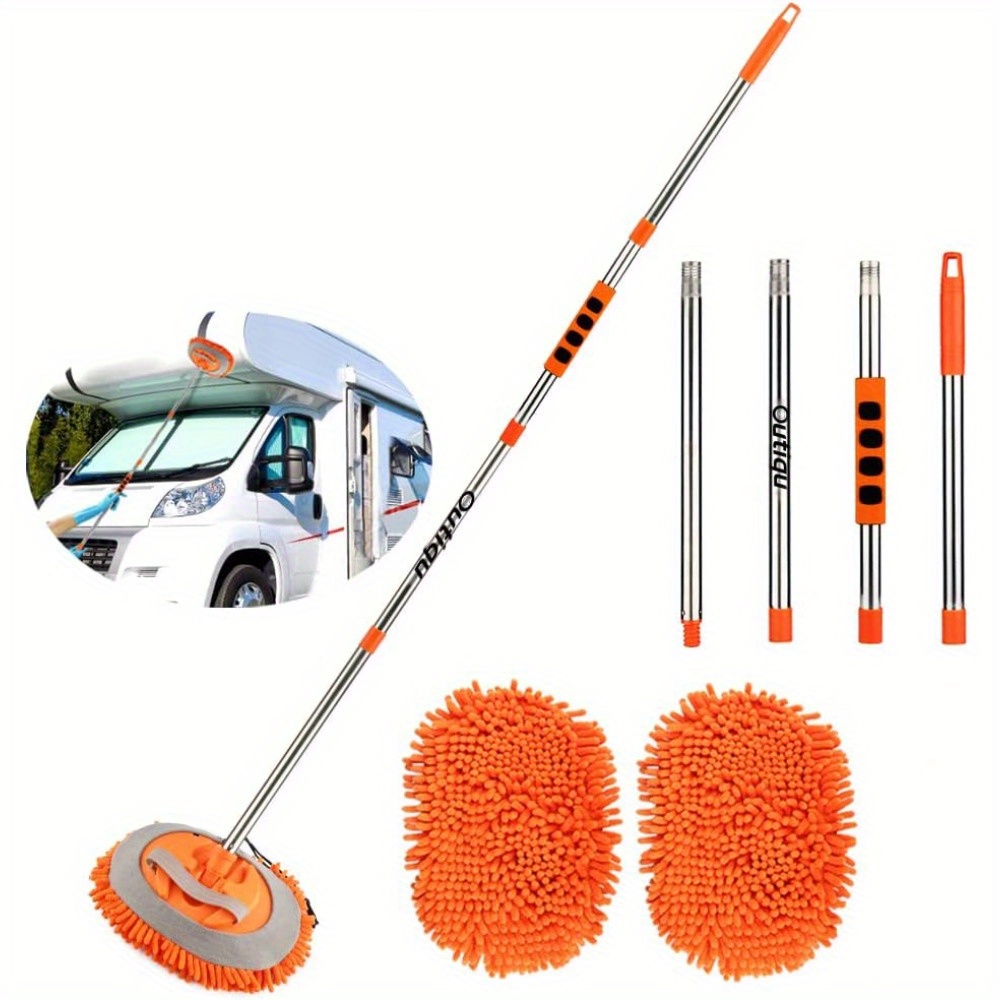 Image of Set Of Car Wash Brush With Telescopic Handle Car Wash Mop Multifunctional For Cars Windows Portable Car For Home Use