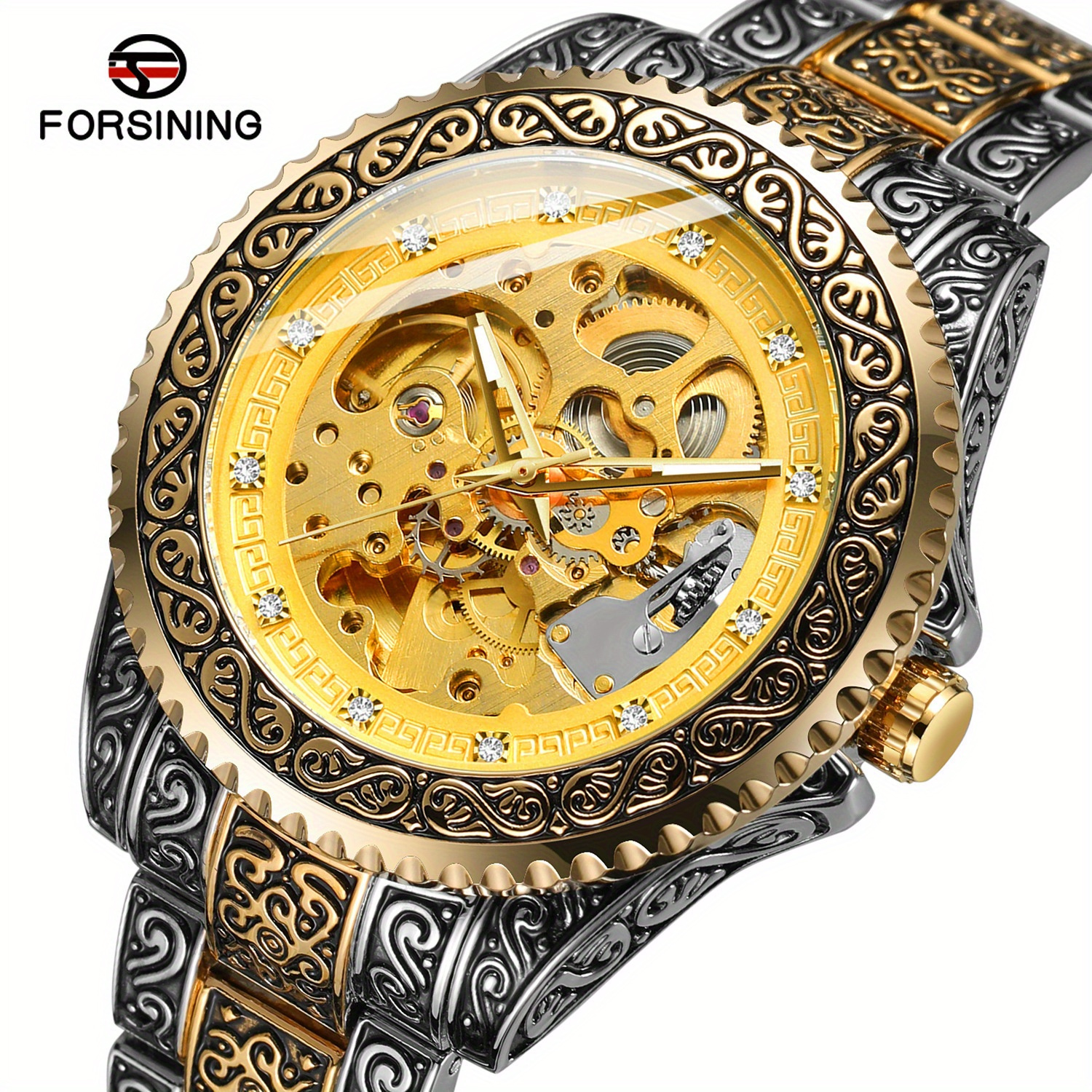 new   mens fashionable casual hollowed out retro carved mechanical watch perfect gift idea details 0