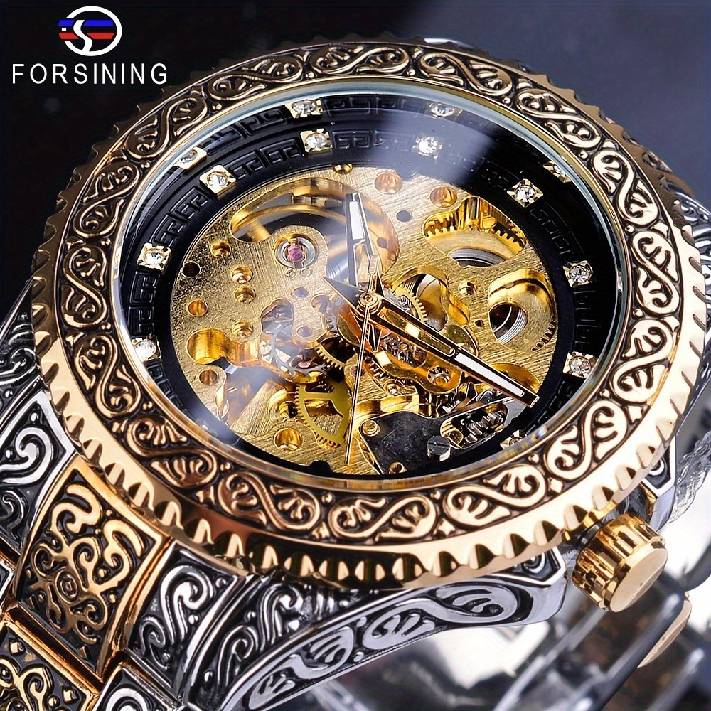 new   mens fashionable casual hollowed out retro carved mechanical watch perfect gift idea details 2