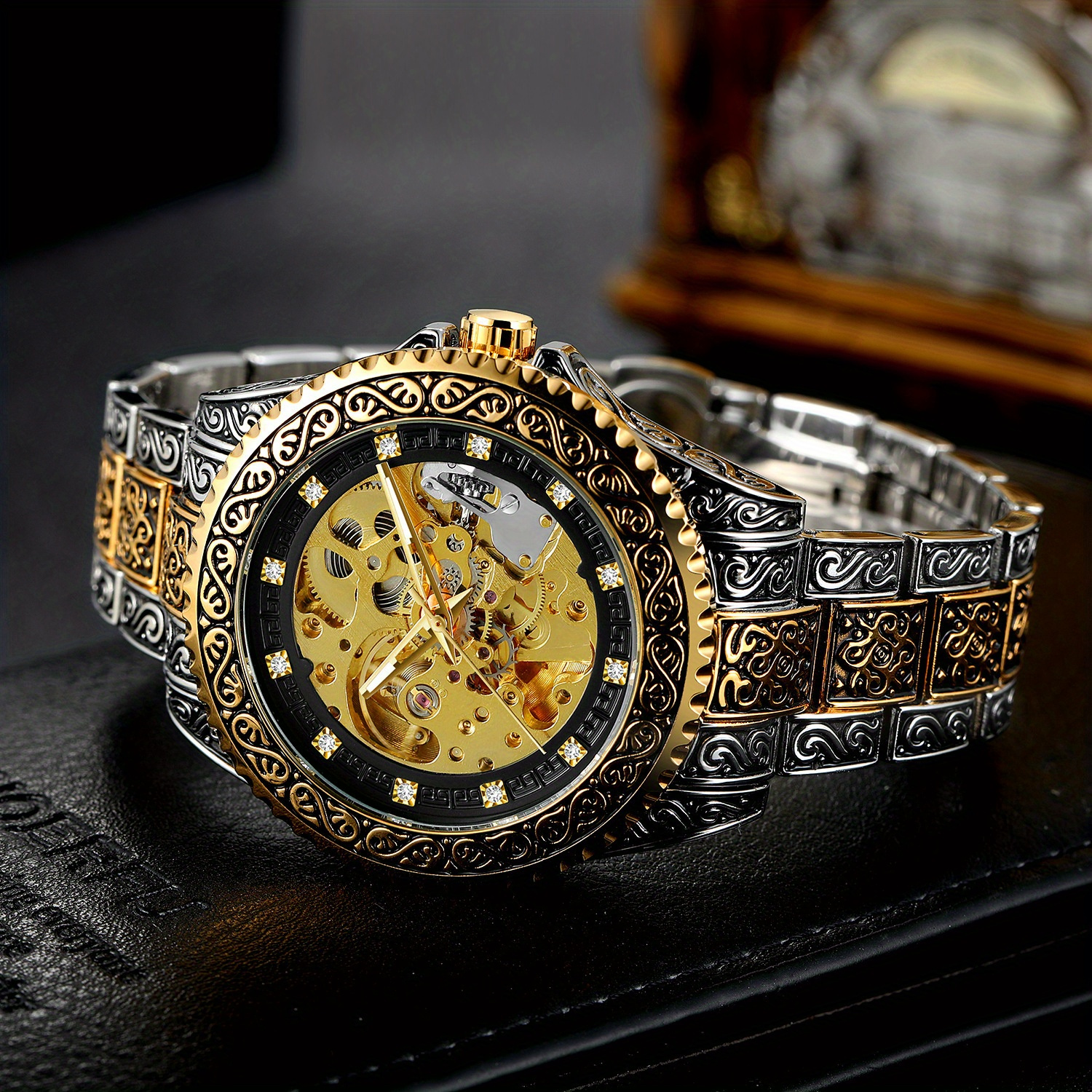 new   mens fashionable casual hollowed out retro carved mechanical watch perfect gift idea details 10