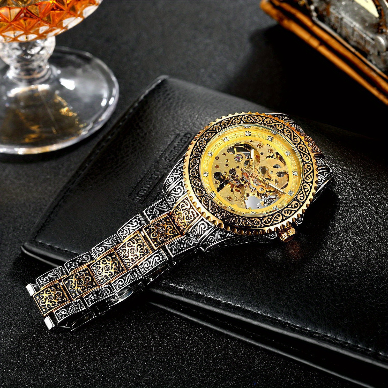 new   mens fashionable casual hollowed out retro carved mechanical watch perfect gift idea details 17