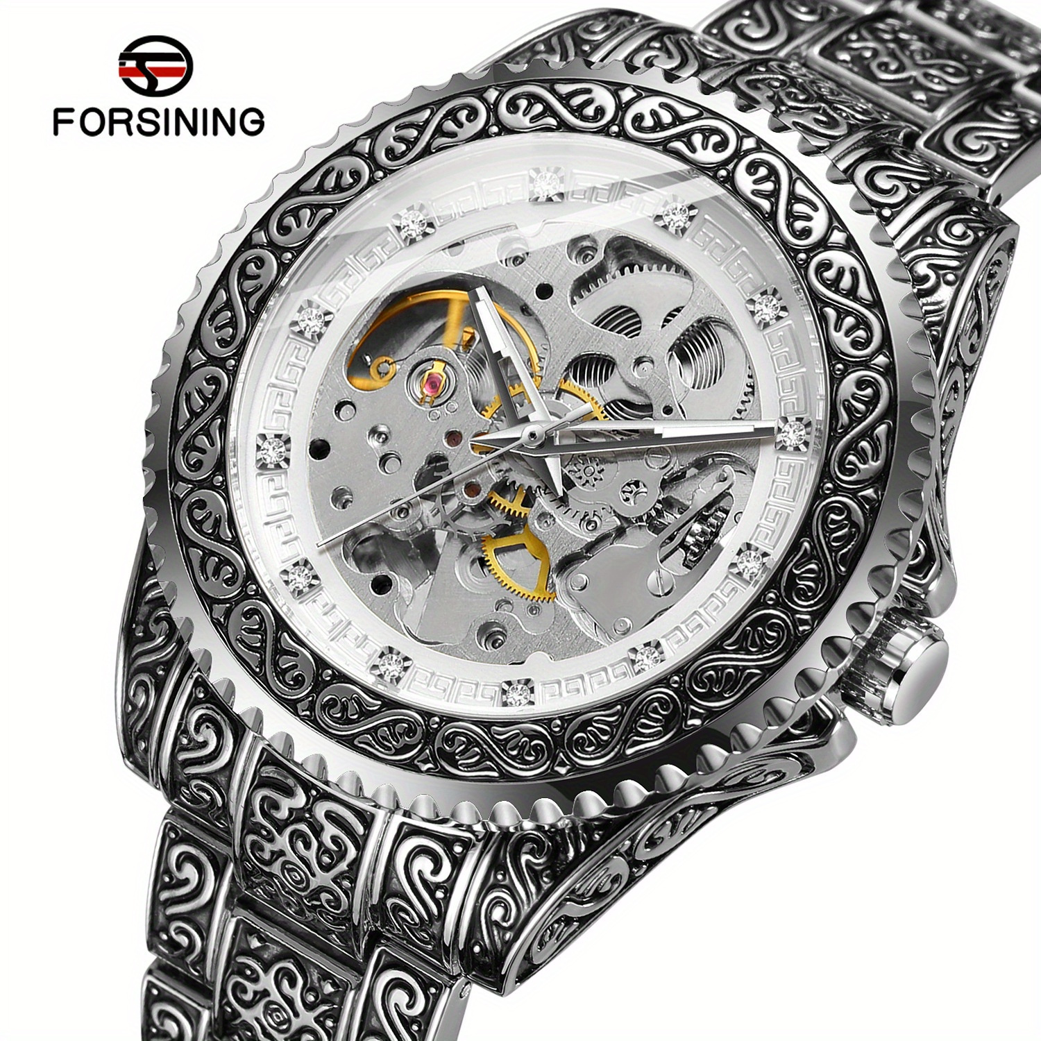 new   mens fashionable casual hollowed out retro carved mechanical watch perfect gift idea details 24