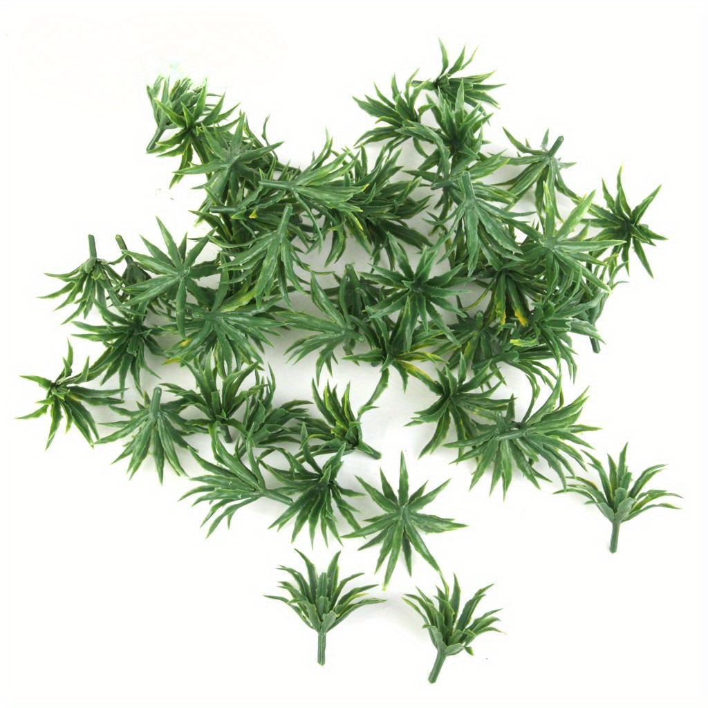 

50pcs/pack Artificial Greenery, Plastic Model Ground Cover Plants, 1:100-1:200 Ho N Z Scale, For Garden Train Track, Street Diorama, Landscape Scenery, Art Crafts, Adult Hobby Model Making Accessories