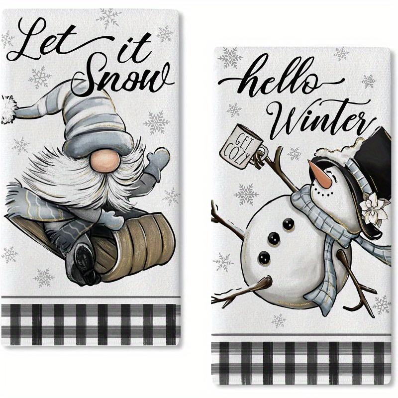 

2pcs Christmas Towels - Snowman & , Polyester Dish Cloths For Decor, 18x26" - For & Restaurant Use,