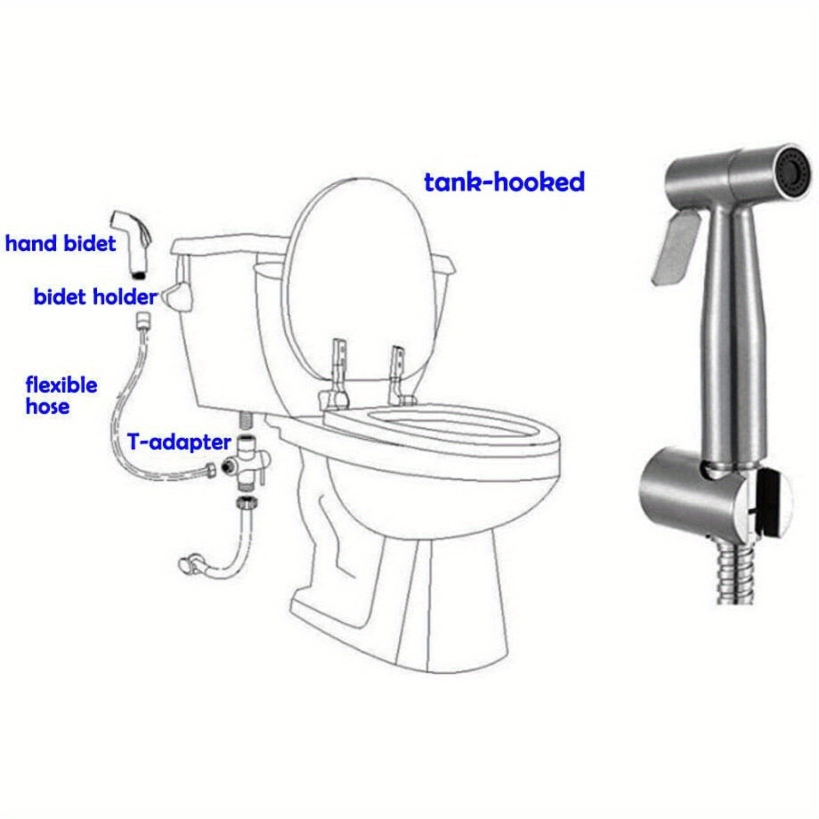 High Quality Stainless Steel Bidet Hand Shower, Hand-held Toilet Bidet Spray Head For Kitchen Sink Or Bathroom For Personal Hygiene And , Cleaning Baby Nappies G1/ 2 Iagg
