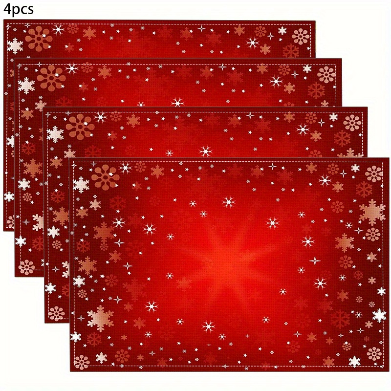 2/4pcs, Christmas Theme Print Placemats Kitchen Table/wear-resistant Placemats Table Protection Home Kitchen Table Accessories Party Holiday Room Scene Decoration