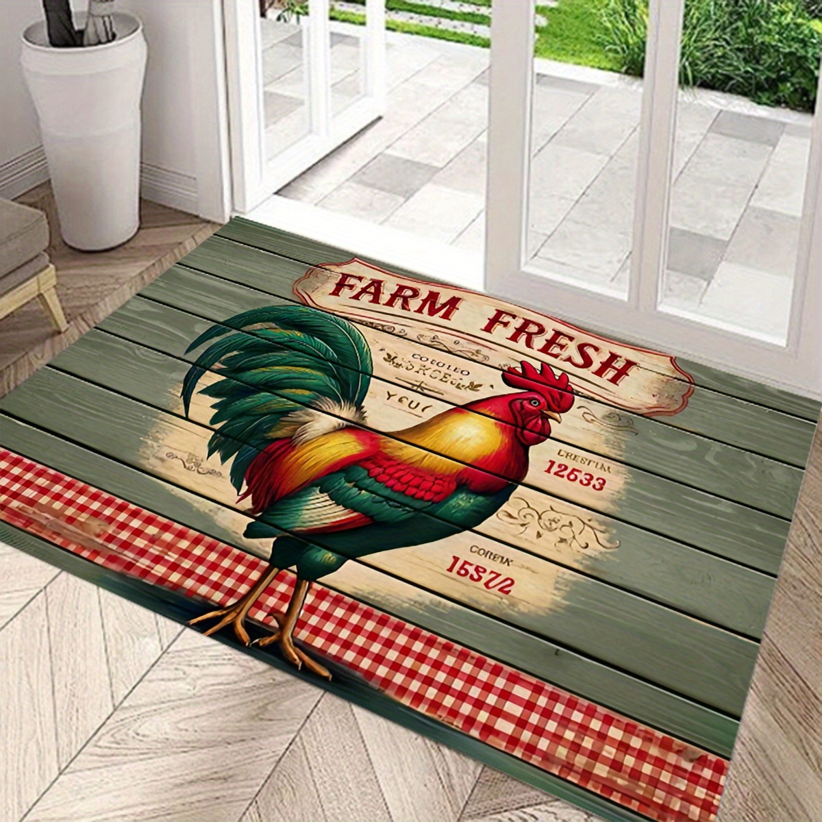 

1pc Chicken Pattern Door Mat, Kitchen Mat, Dust Carpet, Entrance Mat, Bedroom, Living Room, Garden, Bathroom Floor Mat, Family Room Decoration Carpet, Terrace Mat