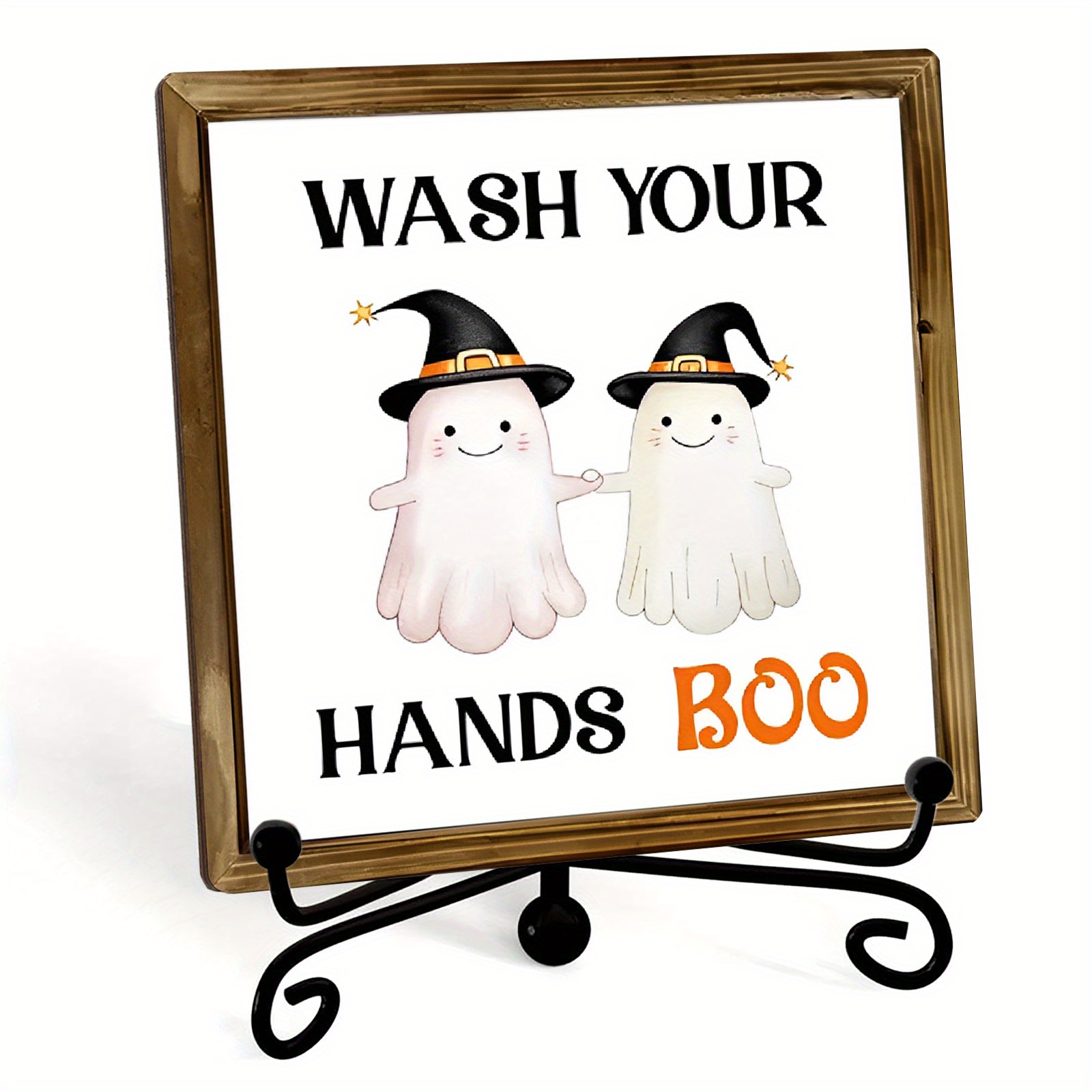 

Themed Wooden Plaque With Metal Stand - Wash Your Hands Boo Decor, Multipurpose Hanging Sign For Home, No Electricity Needed, Ideal For All Holidays, Gift For Friends, Family, Colleagues