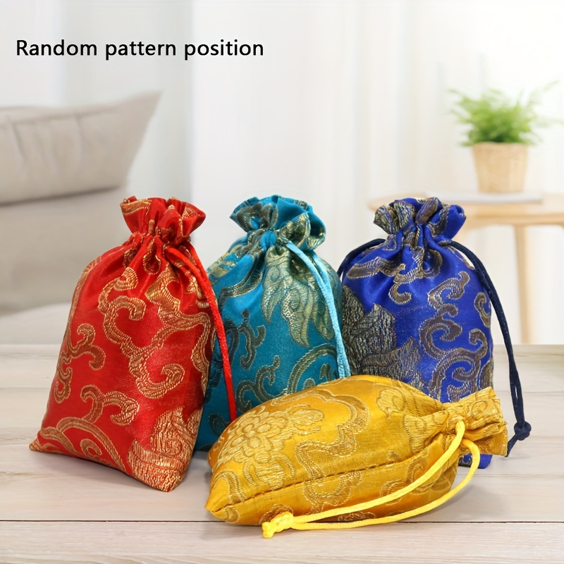 

10pcs Luxurious Traditional Chinese Jewelry Pouches Drawstring - For Organizing And Storing , Bracelets, And Accessories - Assorted , , And