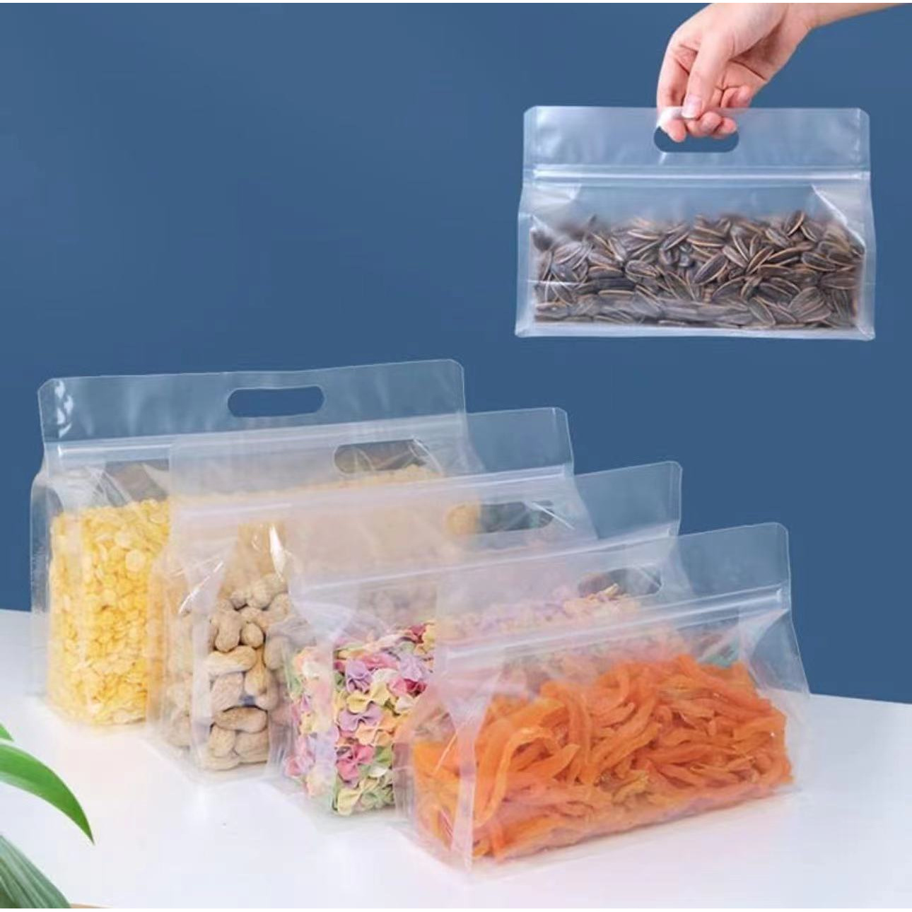 

50-pack Octagon-shaped Transparent Stand-up Pouches - Thick Plastic Zipper Bags For And Storage, Suitable For Snacks, Mushrooms, Pasta, Food Preservation - Food Contact Safe