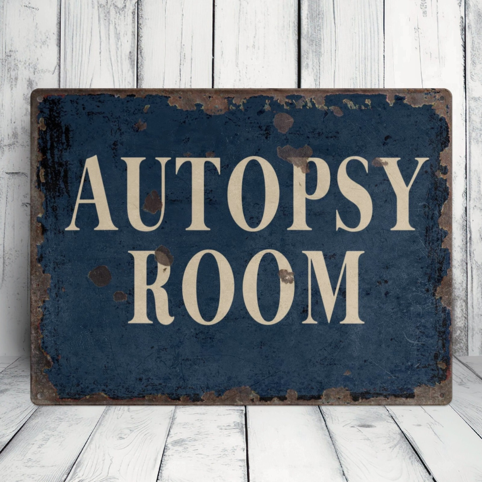 TEMU 2d Flat - 2dflat 1pc Wooden Decorative Plaque Distressed Blue Old Wall Art Sign - Weathered And Durable " Room" Lettering For Halloween,