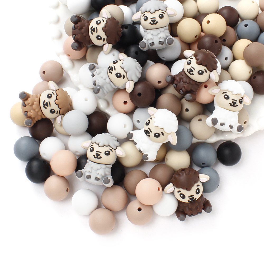 

32/64pcs Silicone Bead Set With Cartoon Sheep, Colors, Loose Beads For Jewelry Making, Diy Pendant, Bracelet, Keychain, Earrings Craft Supplies, Supplies, Diy Beading Kit