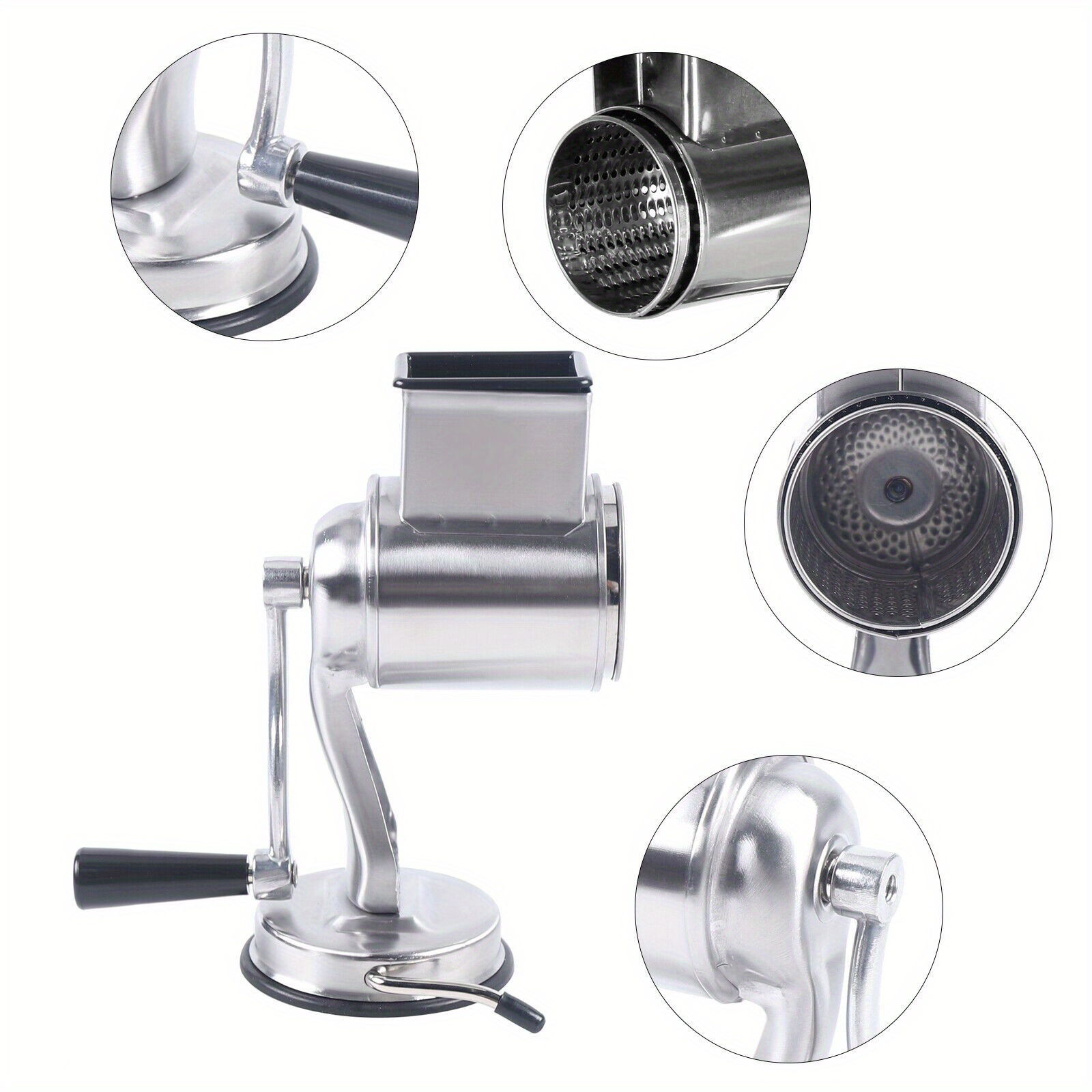 

Manual Food Grater Kitchen Rotary Drum Slicer With 5 Different Drums Blades Never Rusts Rotary Cheese Grater Hand Drum Slicer Crank Vegetable Chopper Stainless Steel