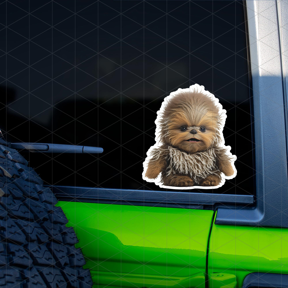 

Chewbacca Inspired Vinyl Decal For Vehicle Bumper And Window Decoration, Durable Adhesive Film - Set Of 1