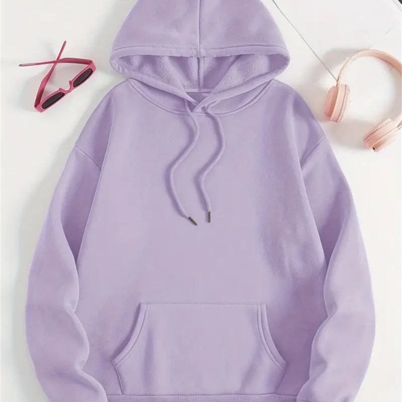 

Women's Plus Size Casual Hoodie With Letter Print - Cozy Knit, Long Sleeve Pullover With Drawstring Hood