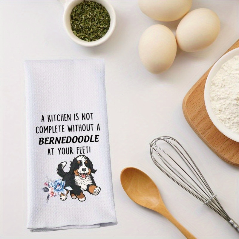 

Bernedoodle Kitchen Towel, 18x26 Inch, Dog Themed Woven Polyester Dish Cloth, Machine Washable, Contemporary Style, Super Soft Fantasy Pet Design For Home Decor - 1 Piece