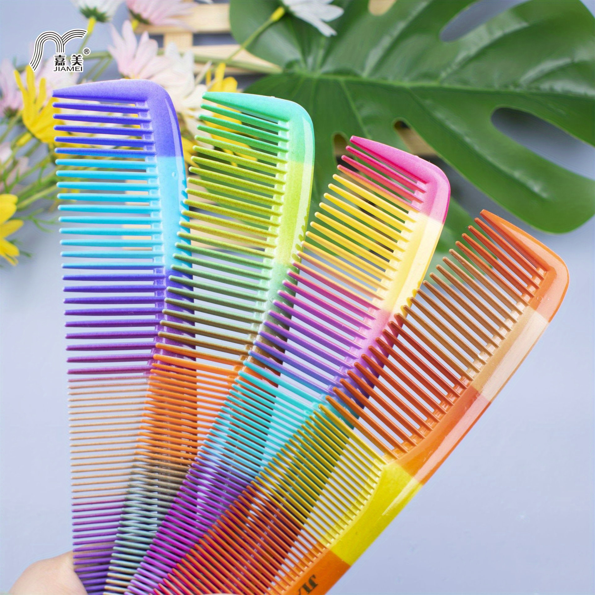 TEMU Rainbow Spray Comb - Double-sided Suitable For Thick And Fine Hair Styling, Durable Abs Plastic